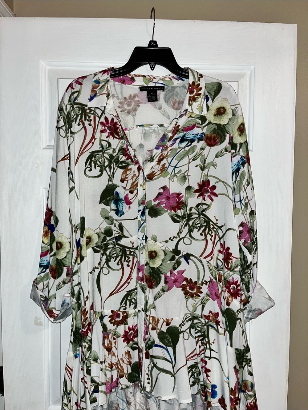 Grace Elements White Floral Print Dress with Multicolor Accents - Picture 2 of 8